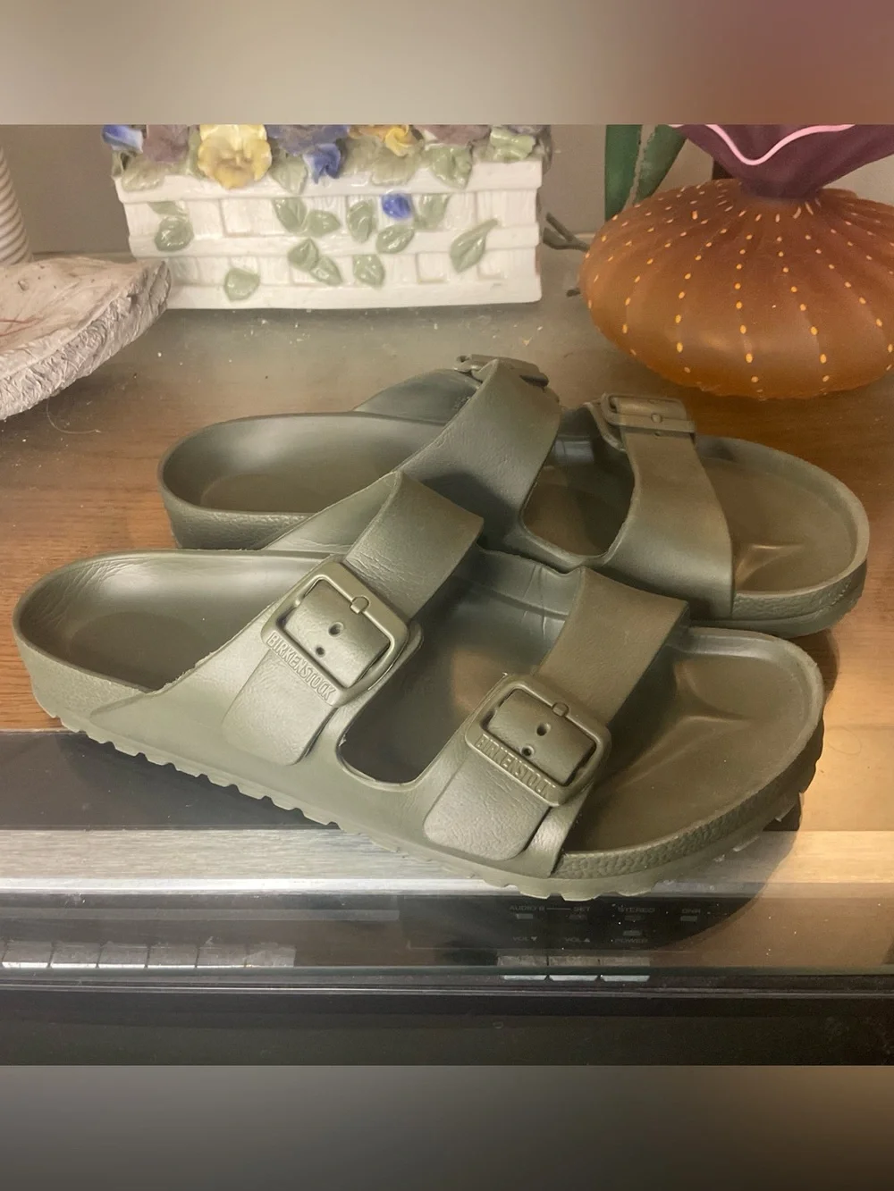 BIRKENSTOCK MENS ARIZONA KHAKI ESSENTIALS EVA SLIDE SANDALS 9-9.5 U.S. 42 EU NEW